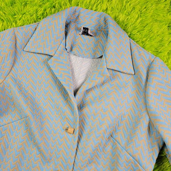 Vintage 60s 70s Funky Patterned Blazer, Fits M-L - Picture 4 of 7